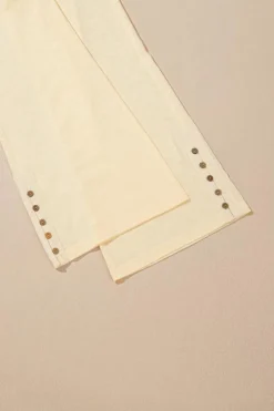 Clearance Dear-Lover Solid Color Tank Top and Smocked Waist Pants Set Beige