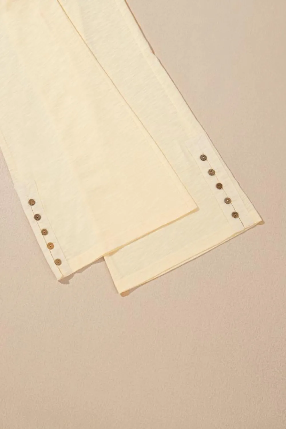 Clearance Dear-Lover Solid Color Tank Top and Smocked Waist Pants Set Beige