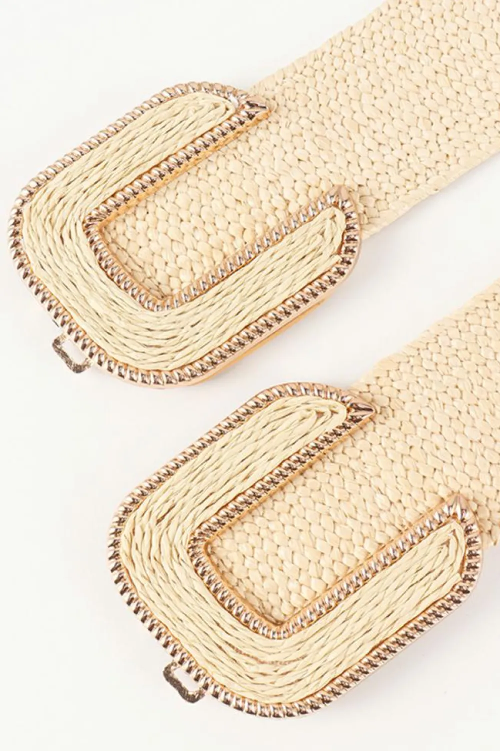 Best Dear-Lover Straw Braided Elastic Wide Belt Beige