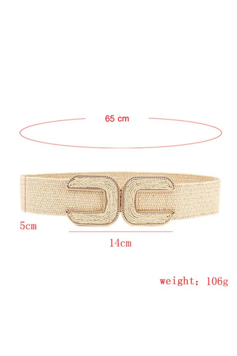 Best Dear-Lover Straw Braided Elastic Wide Belt Beige