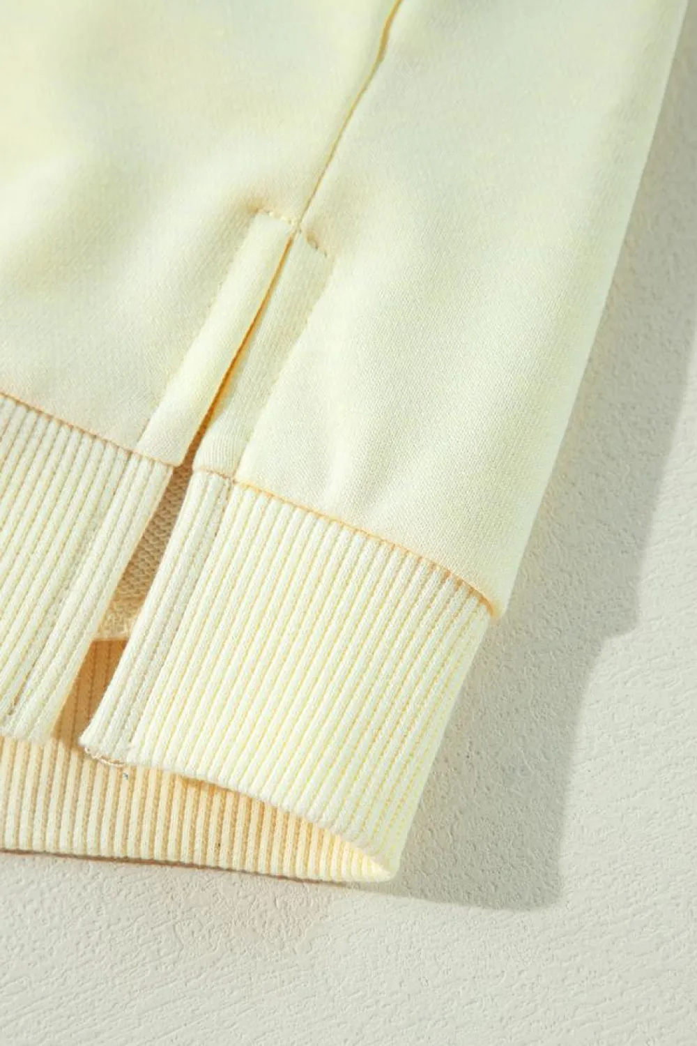 New Dear-Lover Tinsel Flower Dropped Puff Sleeve Sweatshirt Beige