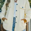 Clearance Dear-Lover Turn Down Collar Buttoned Shirt Jacket Beige