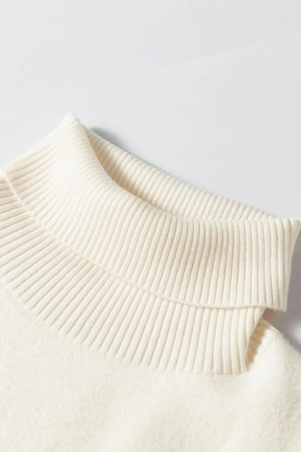 Sale Dear-Lover Turtleneck Fleece Lined Knit Sweater Beige