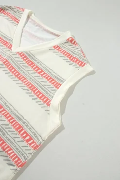 Sale Dear-Lover Western Striped Print Casual Tank 2pcs Outfit Beige