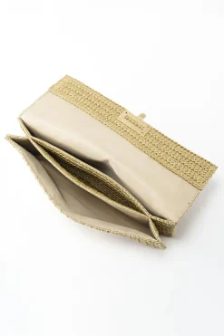 Online Dear-Lover Woven Metal Clasp Flap Handbag Beige