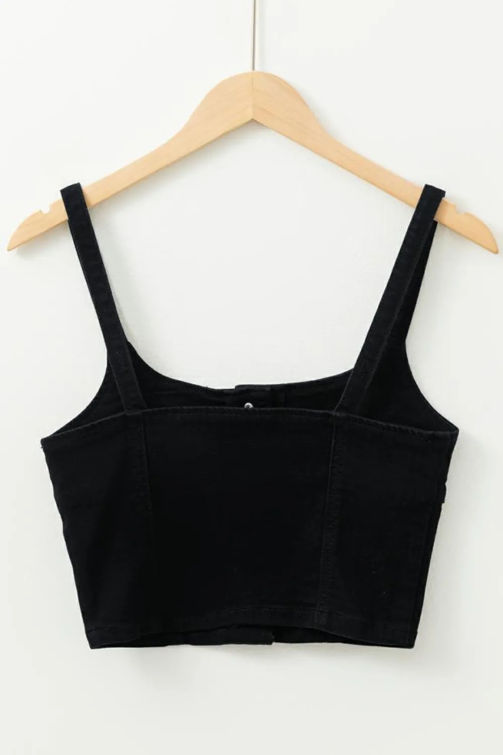 Outlet Dear-Lover Acid Wash Buttoned Cropped Slim Denim Tank Top Black