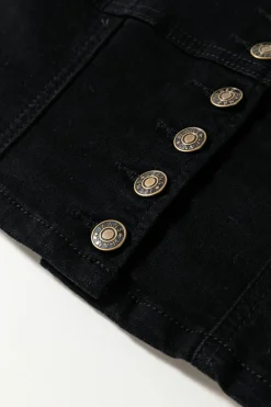 Outlet Dear-Lover Acid Wash Buttoned Cropped Slim Denim Tank Top Black