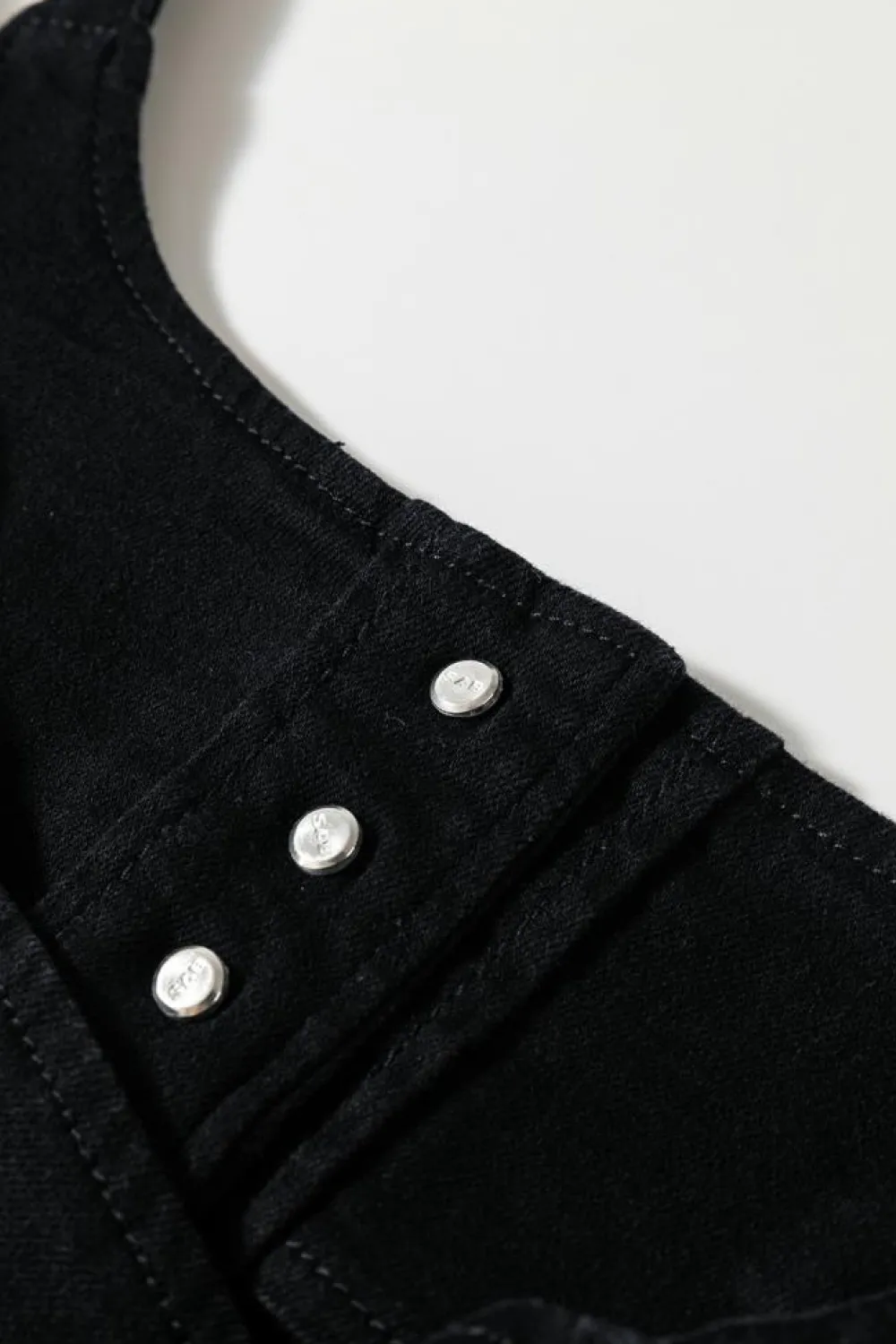 Outlet Dear-Lover Acid Wash Buttoned Cropped Slim Denim Tank Top Black