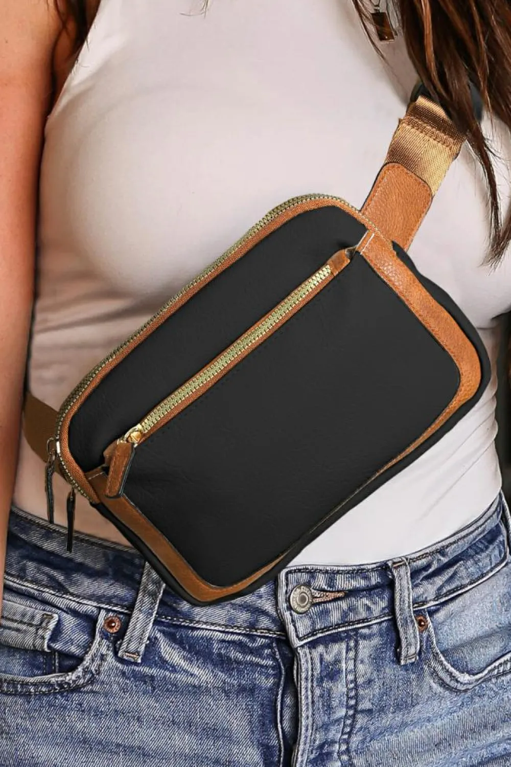 Fashion Dear-Lover Adjustable Strap Mini PU Leather Crossbody Bag Black