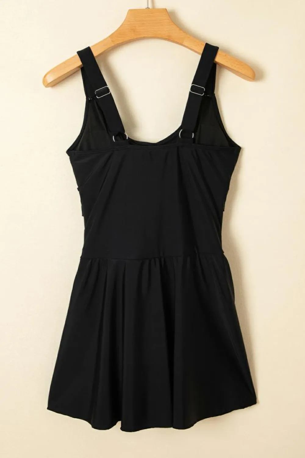 Online Dear-Lover Adjustable Straps Cutout Ruched Knot Slit One Piece Swim Dress Black