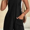 Outlet Dear-Lover Adjustable Straps Pocketed Textured Romper Black