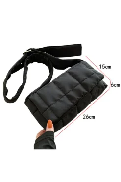 New Dear-Lover Adjustable Wide Strap Quilted Puffer Crossbody Bag Black