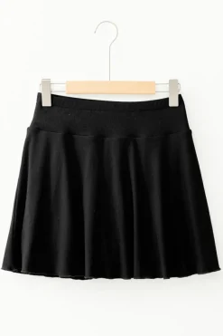 Sale Dear-Lover A-line Draped High Waist Phone Pocket Lined Skort Black