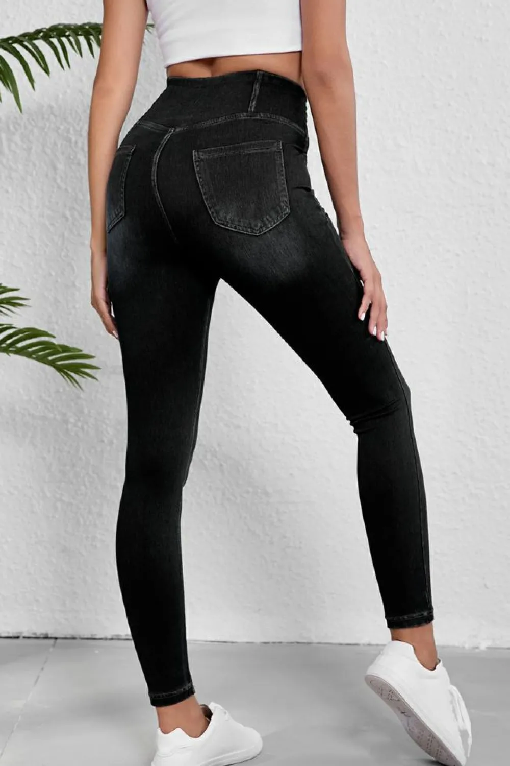 Hot Dear-Lover Arched Waist Stretchy Slim Fit Jeggings Black