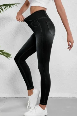 Hot Dear-Lover Arched Waist Stretchy Slim Fit Jeggings Black