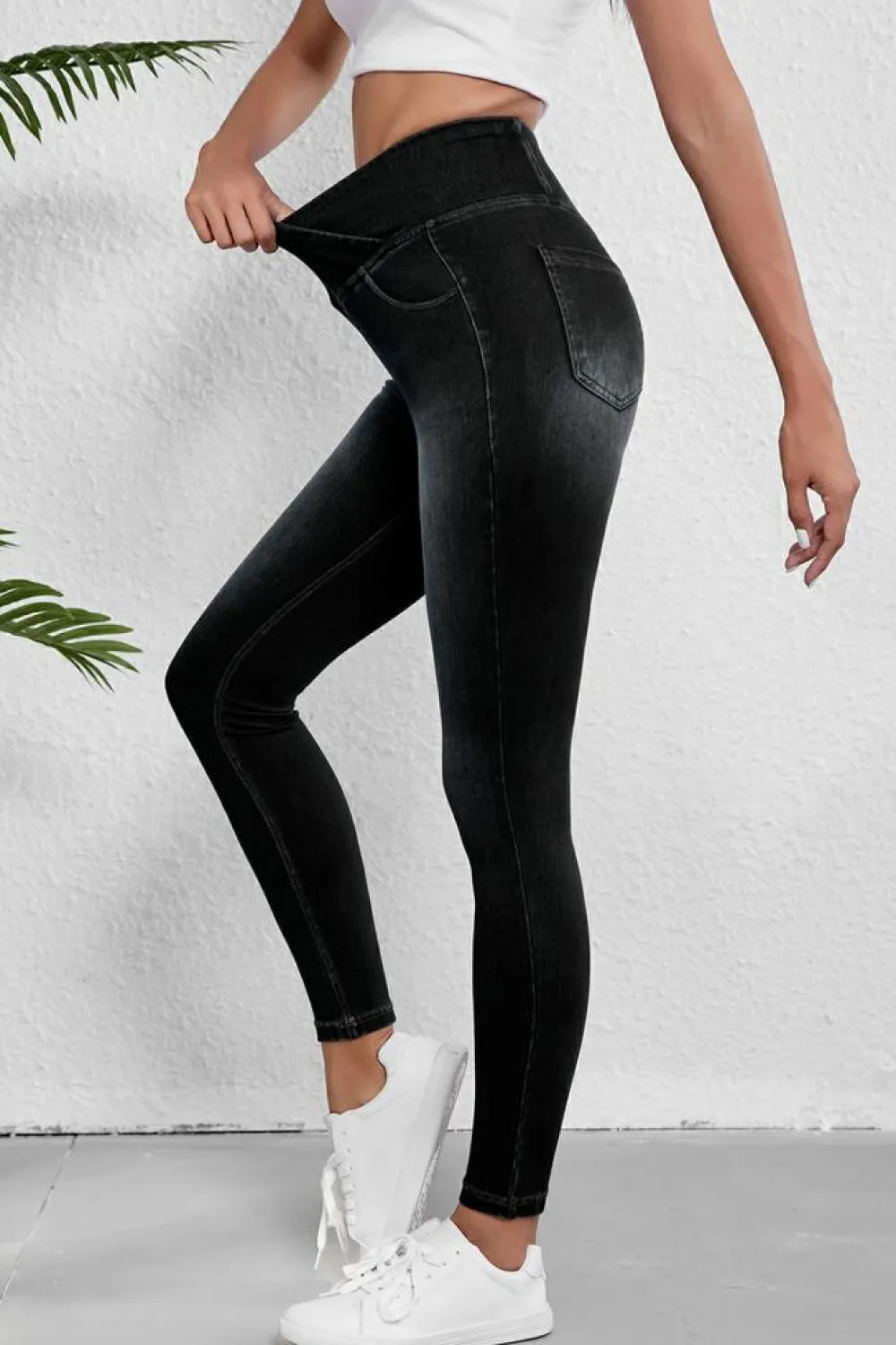 Hot Dear-Lover Arched Waist Stretchy Slim Fit Jeggings Black