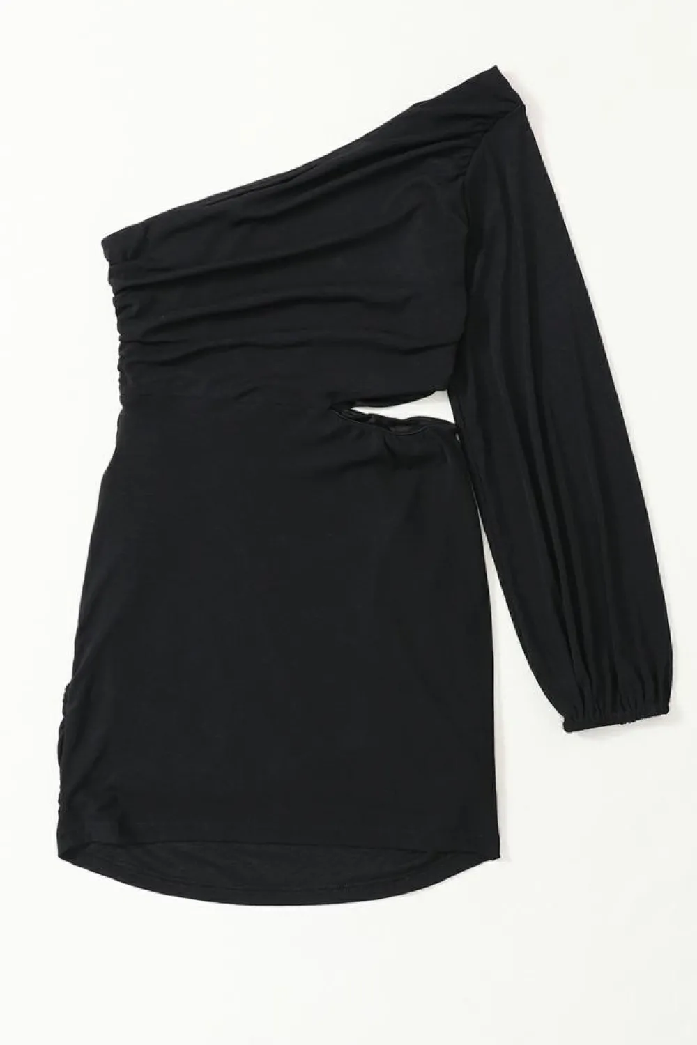 Online Dear-Lover Asymmetric One Shoulder Cutout Bodycon Dress Black