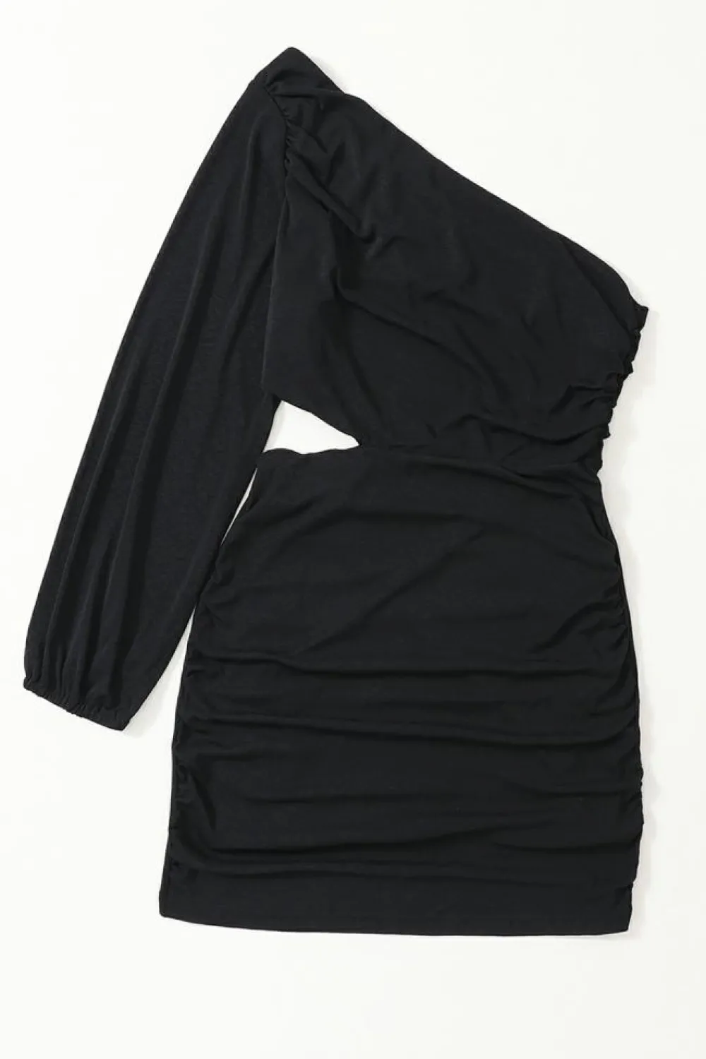Online Dear-Lover Asymmetric One Shoulder Cutout Bodycon Dress Black