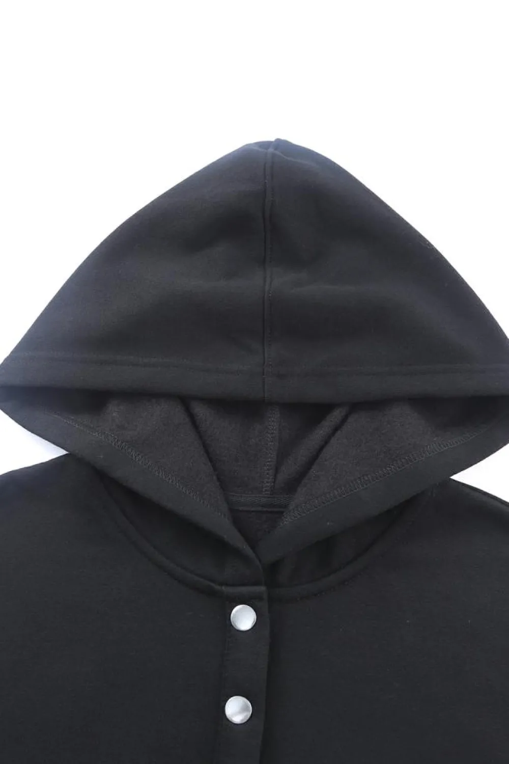 Fashion Dear-Lover Batwing Sleeve Pocketed Henley Hoodie Black