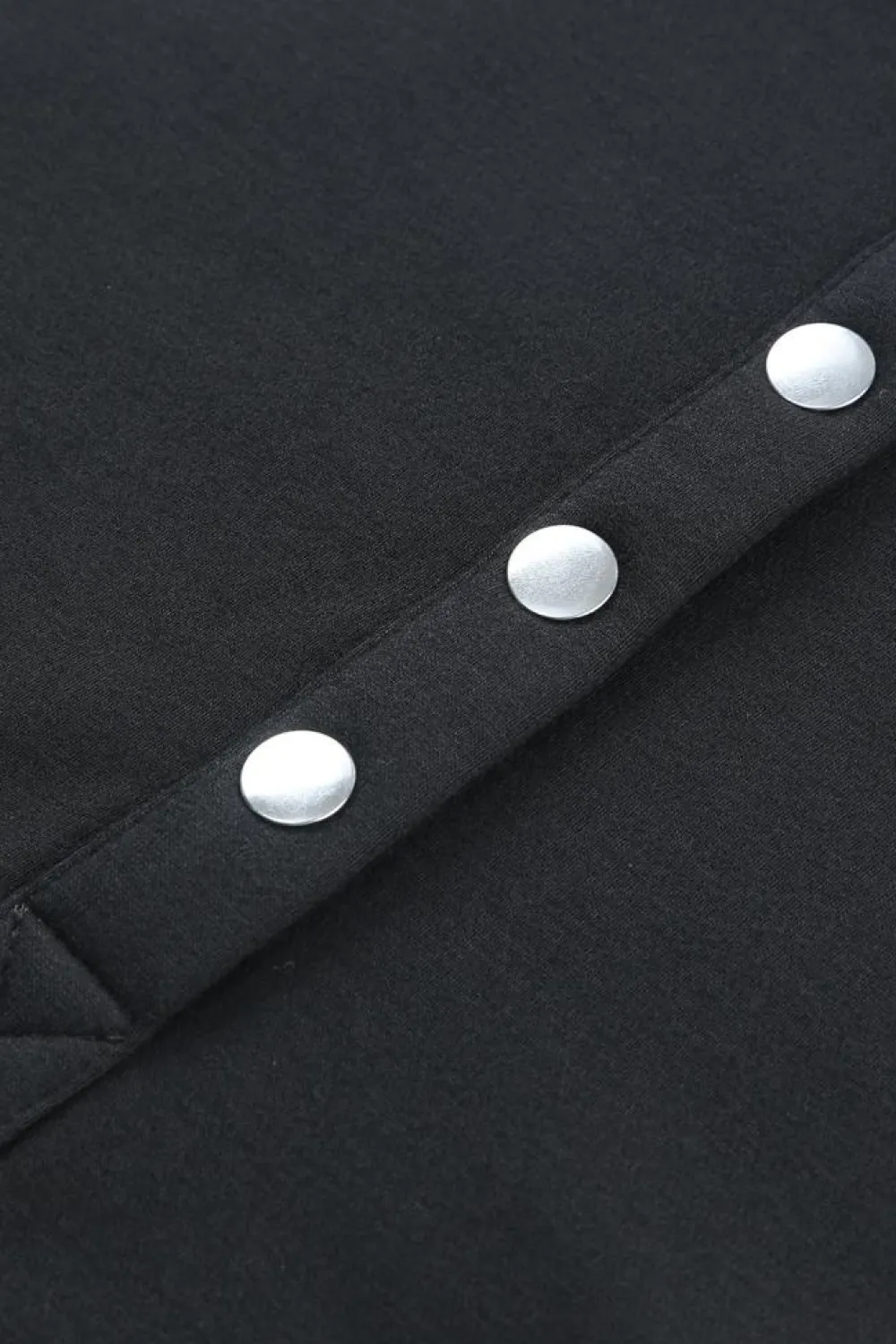 Fashion Dear-Lover Batwing Sleeve Pocketed Henley Hoodie Black