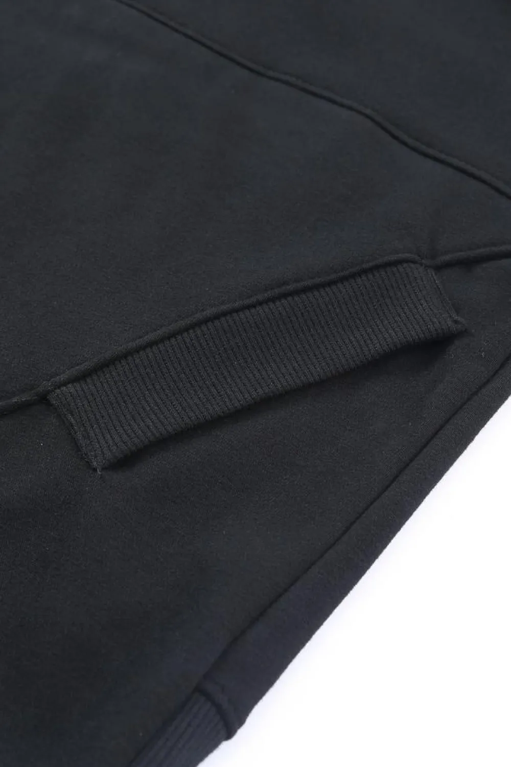 Fashion Dear-Lover Batwing Sleeve Pocketed Henley Hoodie Black