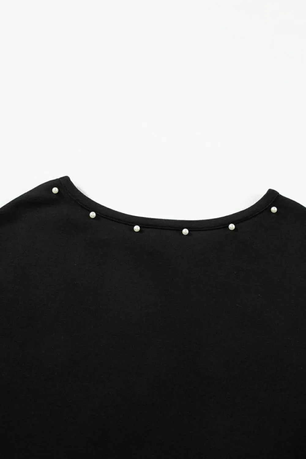 New Dear-Lover Beaded Decor Pullover and Jogger Pants Set Black