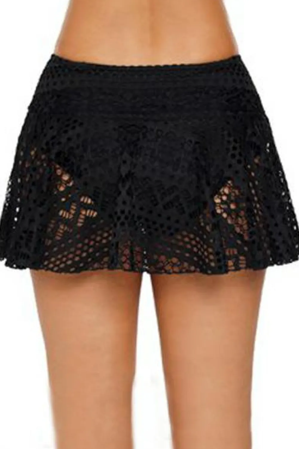 Best Dear-Lover Crochet Lace Skirted Bikini Bottom Black