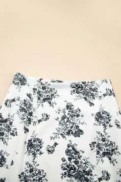 Best Dear-Lover Boho Floral High Waist Ruffle Split Maxi Skirt Black
