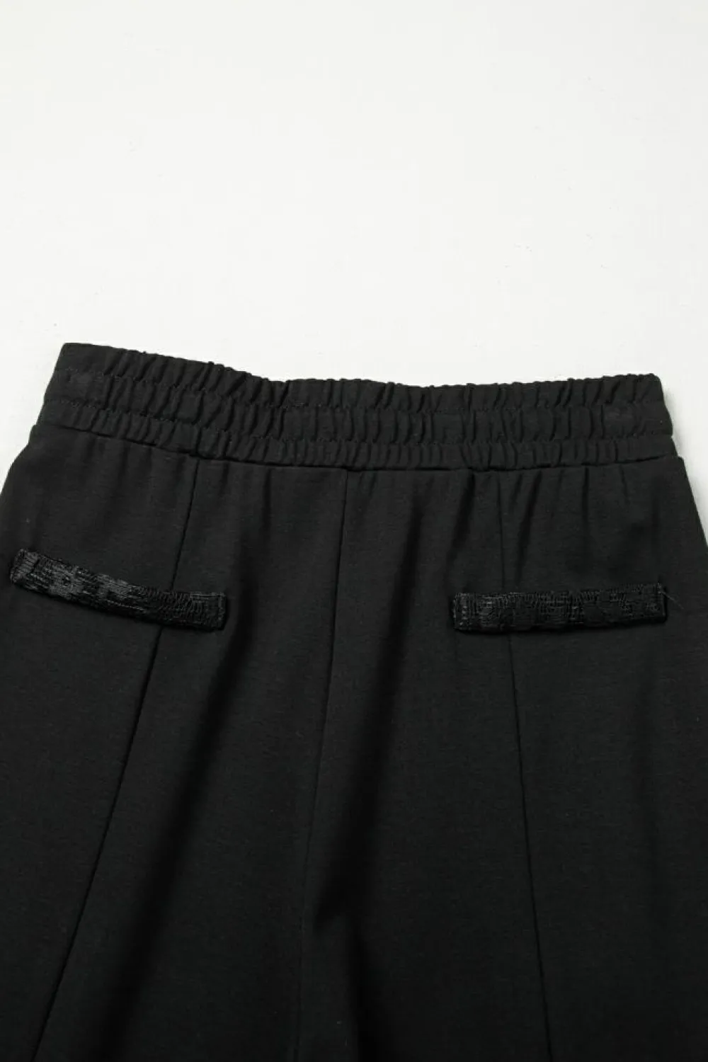 Clearance Dear-Lover Boho Lace Patchwork Wide Leg High Waist Pants Black