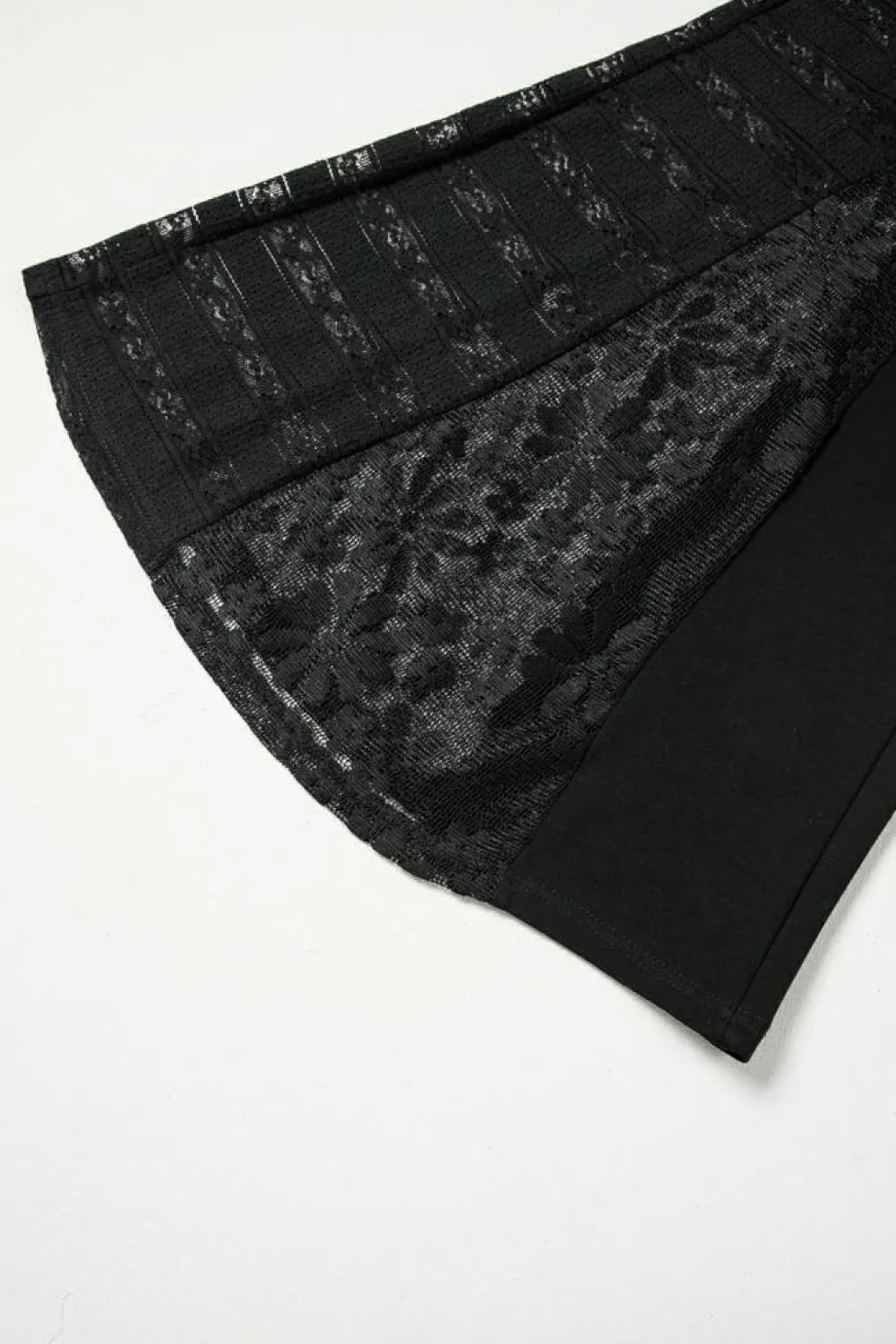 Clearance Dear-Lover Boho Lace Patchwork Wide Leg High Waist Pants Black