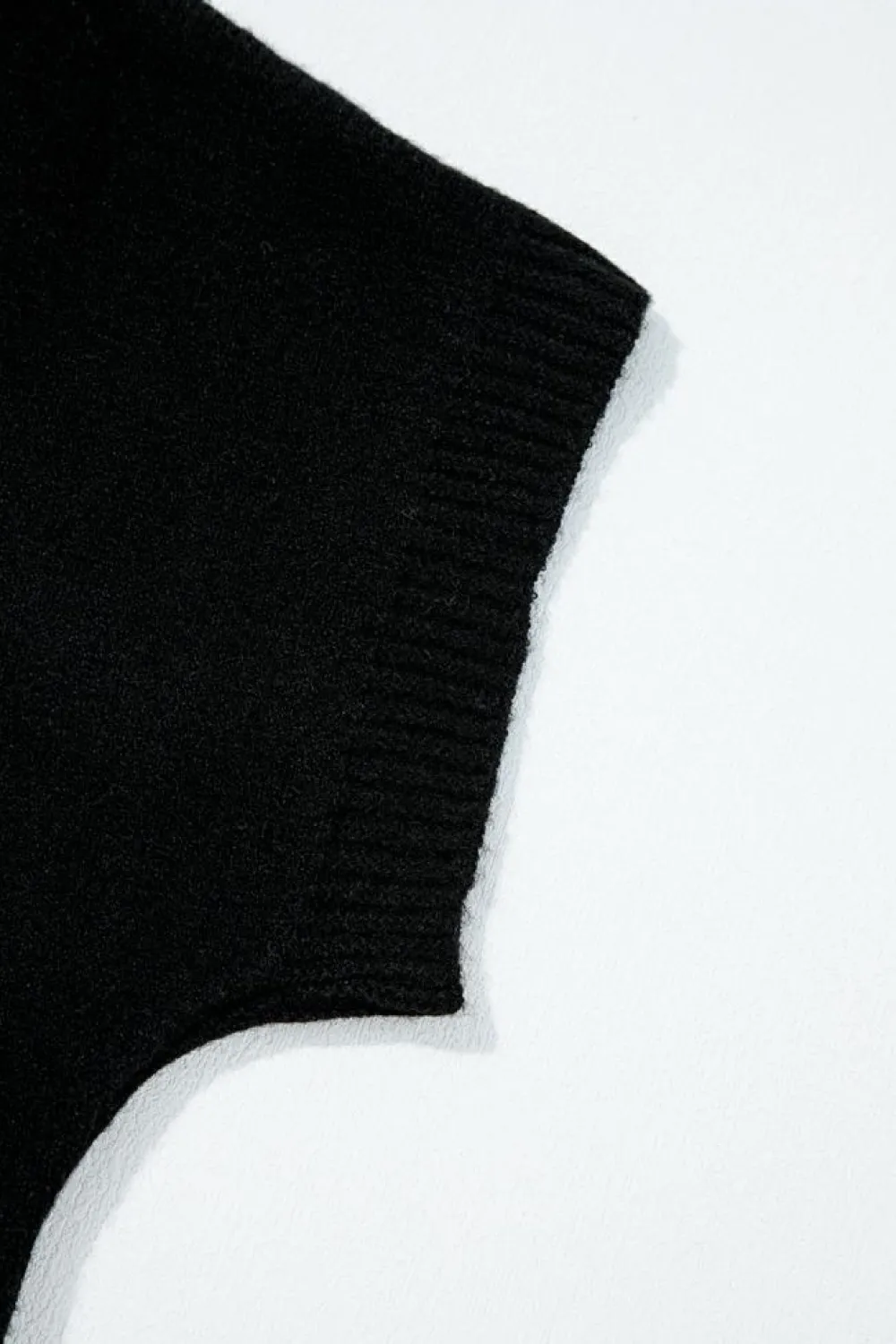 Fashion Dear-Lover Bow Pattern Knit Short Sleeve Sweater Black