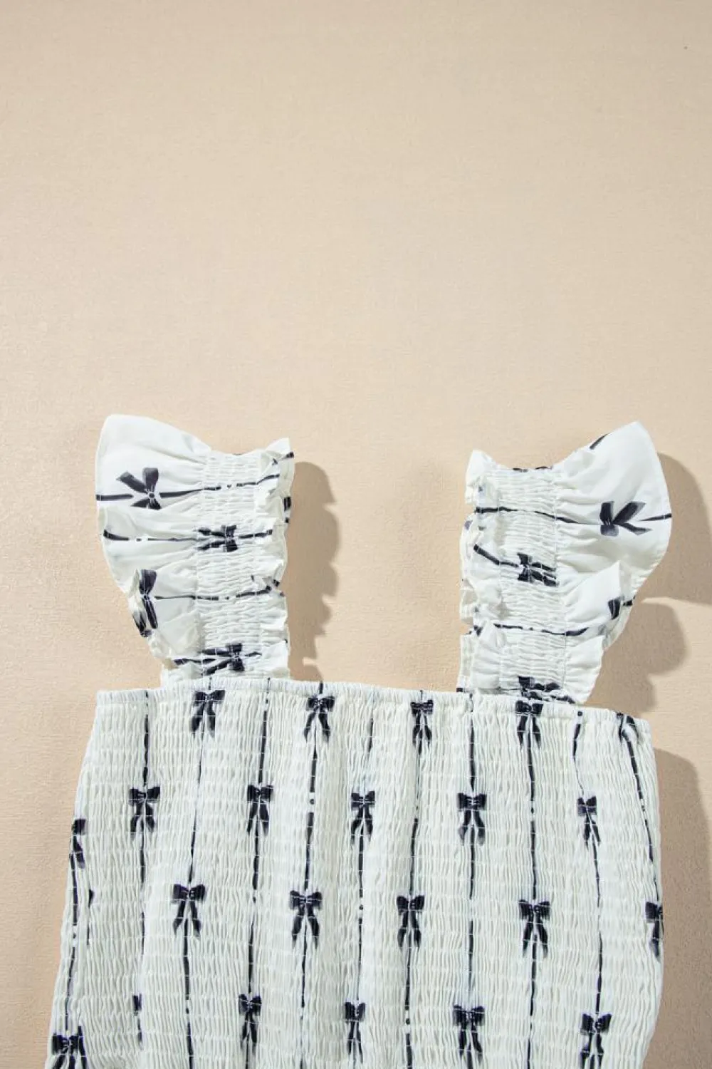 Outlet Dear-Lover Bow Print Smocked Square Neck Ruffle Tiered Maxi Dress Black