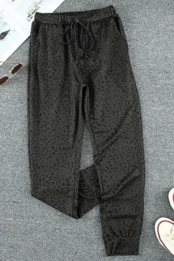 New Dear-Lover Breezy Leopard Joggers Black