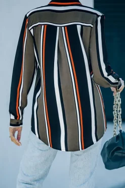 Online Dear-Lover Brown Striped Modern Women Shirt Black
