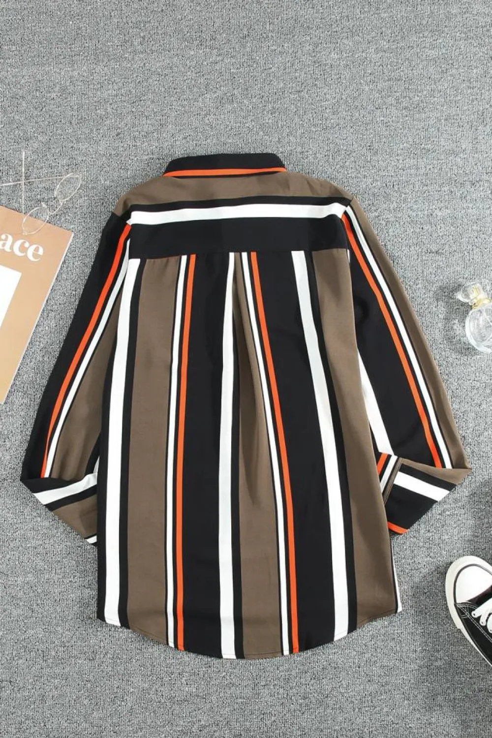 Online Dear-Lover Brown Striped Modern Women Shirt Black