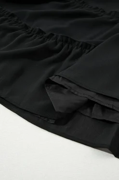 Outlet Dear-Lover Button V Neck Frilly Tiered Sleeveless Dress Black