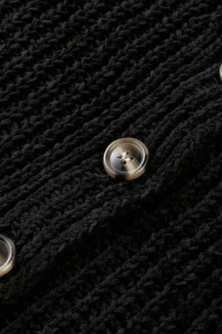 Outlet Dear-Lover Buttoned Front Drop Shoulder Knitted Cardigan Black