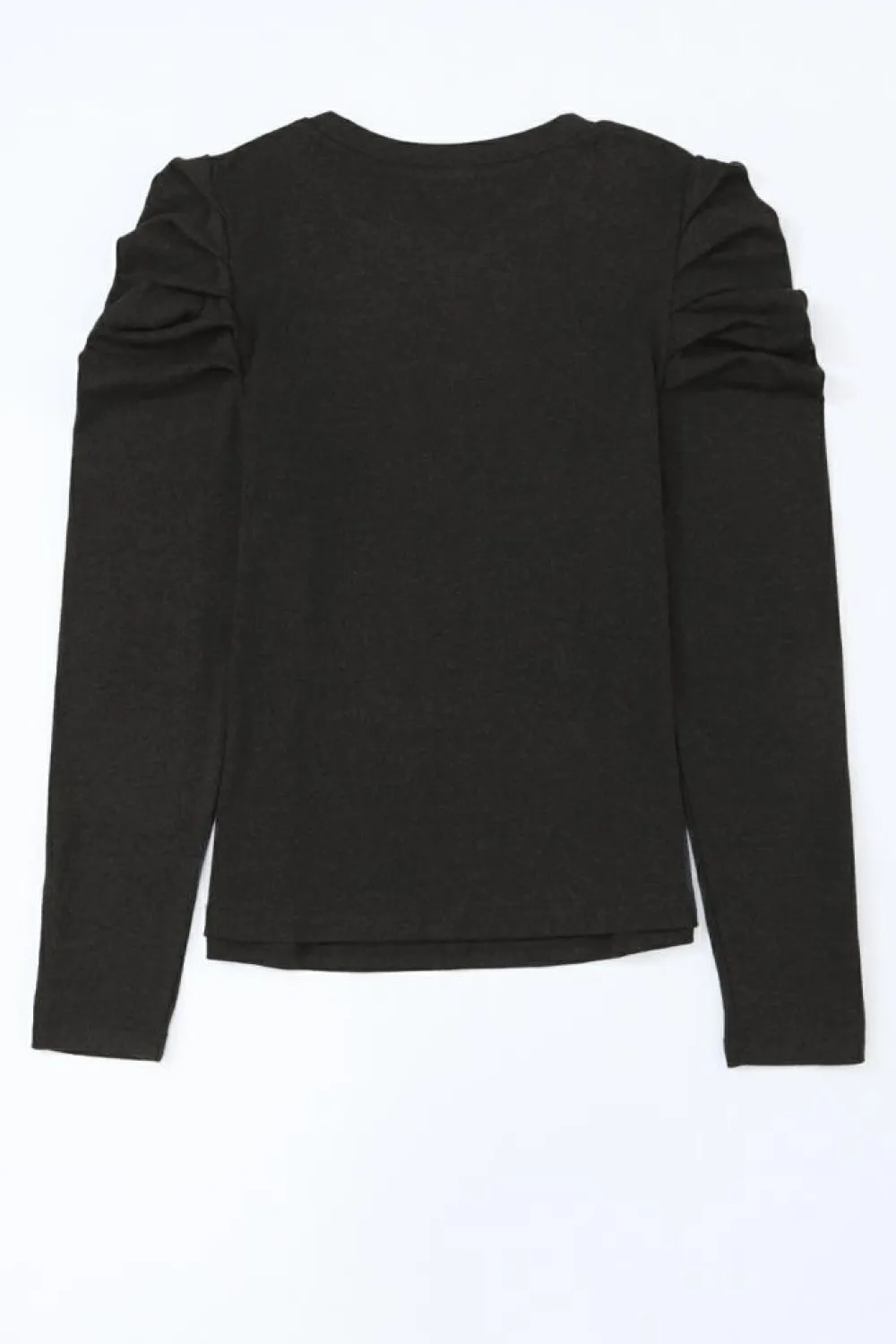 Best Dear-Lover Buttoned Puff Long Sleeve Sheath Top Black