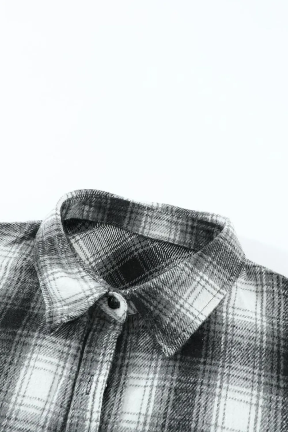 Sale Dear-Lover Buttons Pocketed Plaid Shacket Black