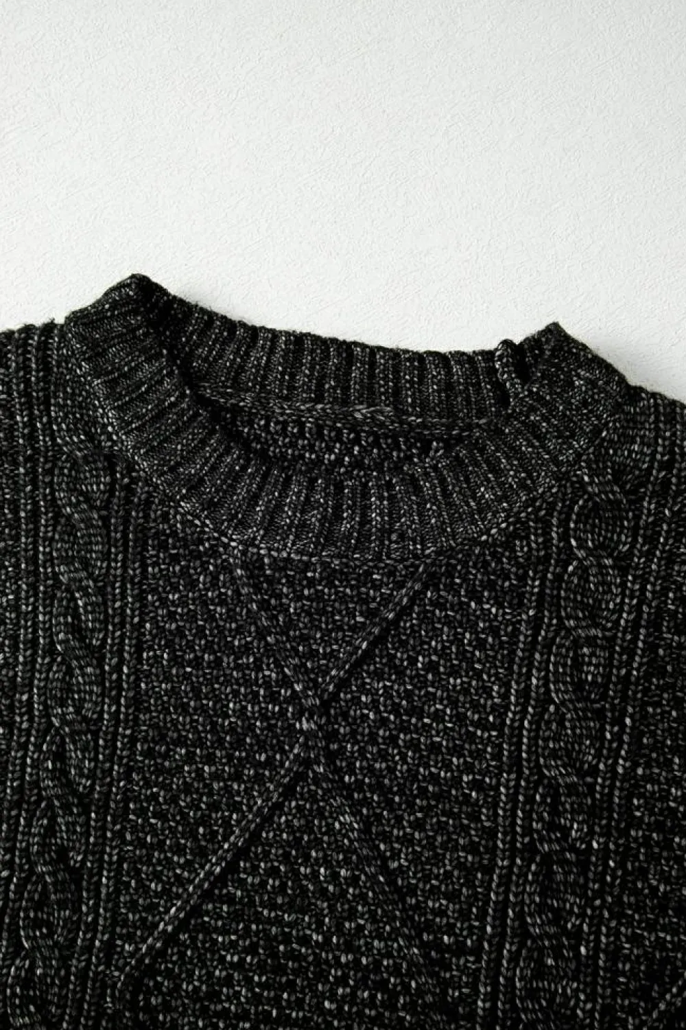 Sale Dear-Lover Cable Knit Drop Shoulder Loose Fit Sweater Dress Black
