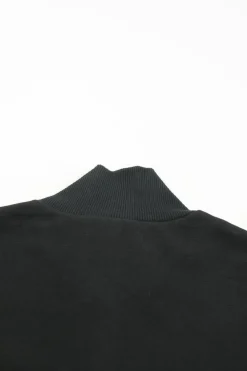 New Dear-Lover Casual High Neck Henley Top and Short Outfit Black