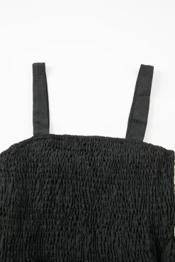New Dear-Lover Casual Pocketed Smocked Sleeveless Romper Black