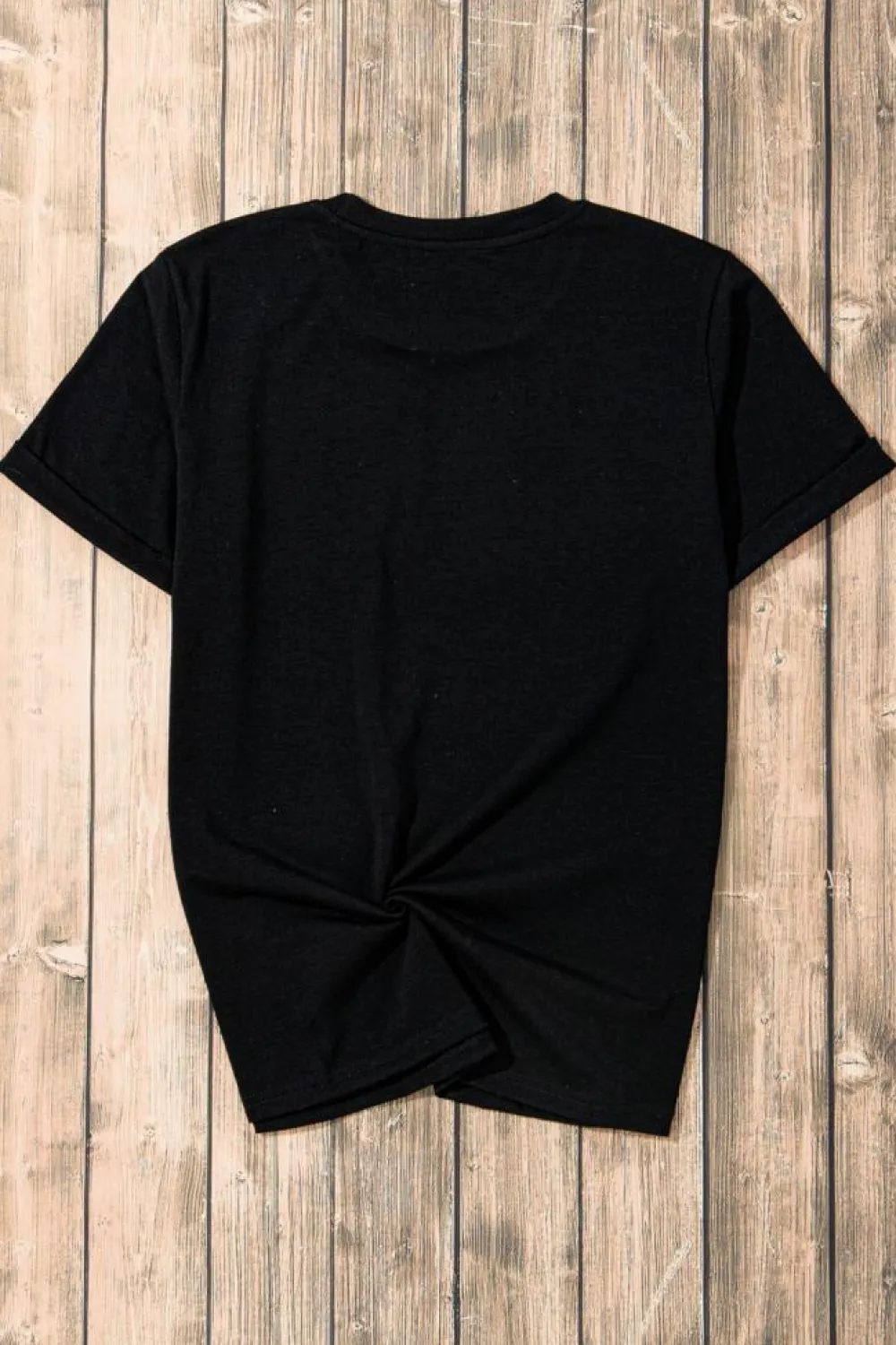 New Dear-Lover Checkerboard Bowknot Graphic Crewneck T Shirt Black