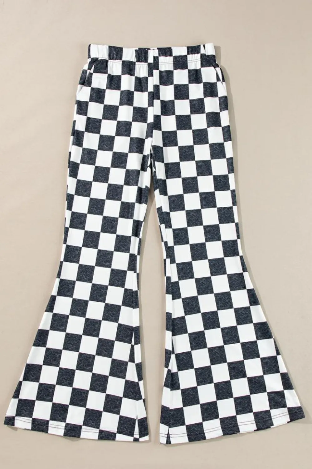 Best Dear-Lover Checkerboard High Rise Casual Flared Pants Black