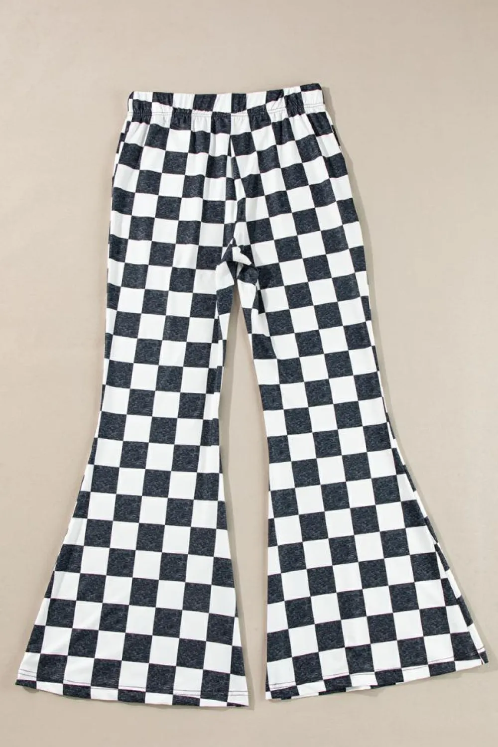 Best Dear-Lover Checkerboard High Rise Casual Flared Pants Black