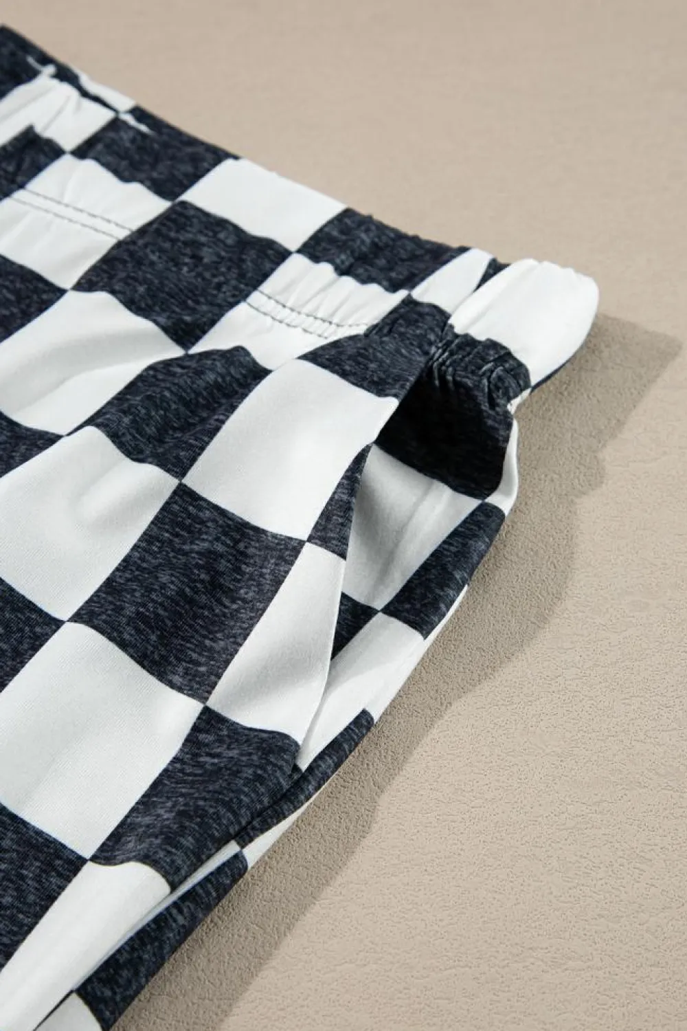Best Dear-Lover Checkerboard High Rise Casual Flared Pants Black