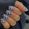 Online Dear-Lover Checkerboard Pattern Resin Square Nail Sticker Set Black