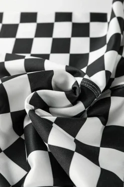 Clearance Dear-Lover Checkerboard Printed High Waist Biker Shorts Black