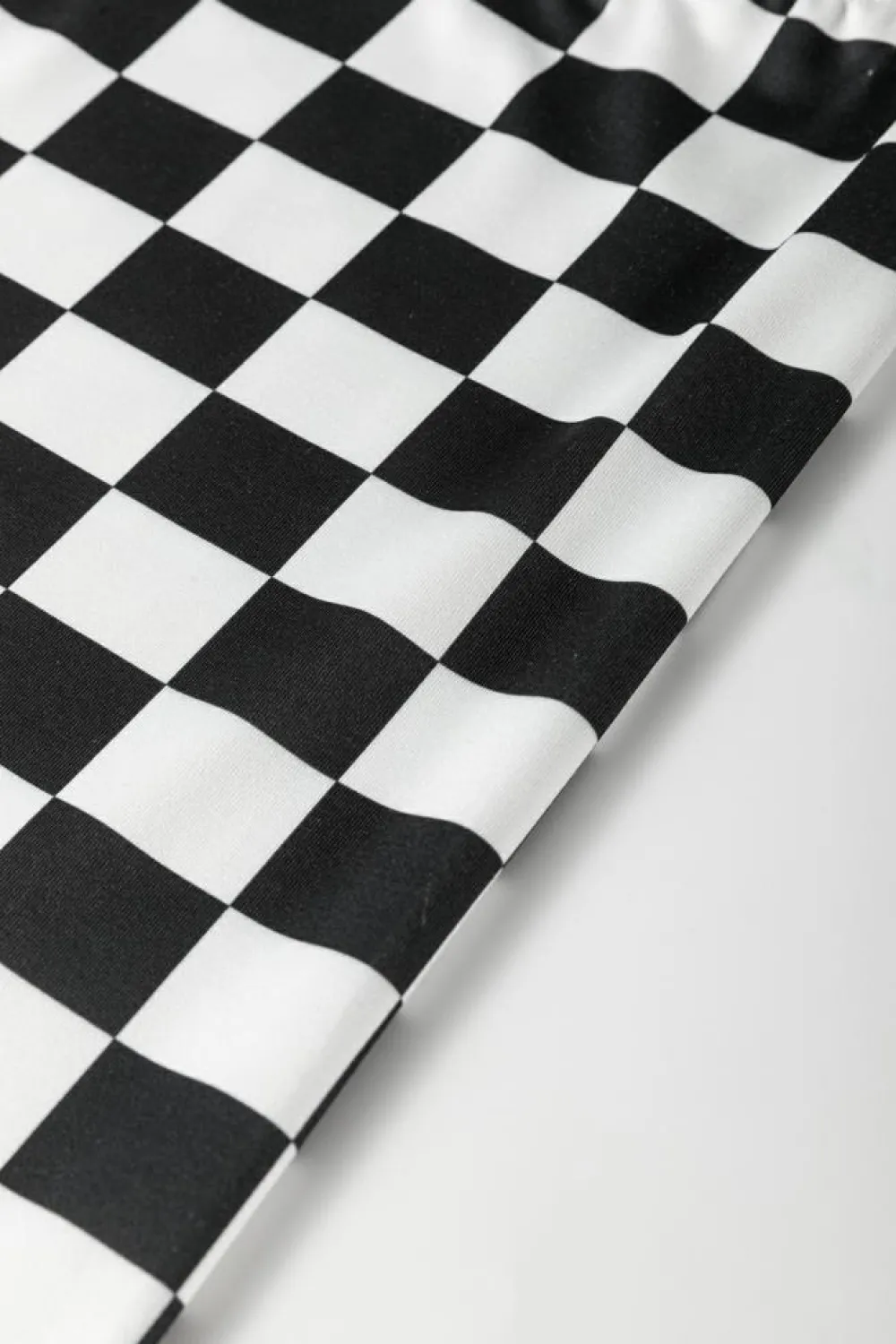 Clearance Dear-Lover Checkerboard Printed High Waist Biker Shorts Black