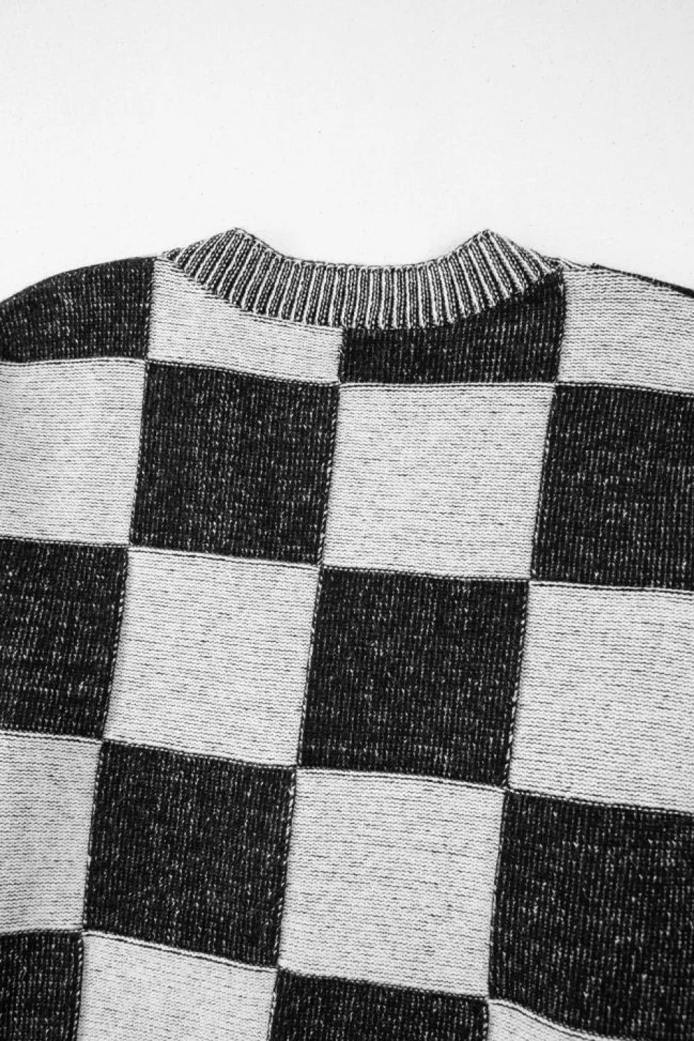 Sale Dear-Lover Checkered Drop Shoulder Buttoned V Neck Cardigan Black